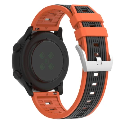 20mm Dual Color Striped Silicone Strap for Samsung Galaxy Watch7 44mm / 40mm Adjustable Watch Band - Orange+Black
