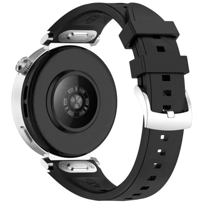 Textured Watch Band for Huawei Watch GT 6 41mm / 5 Pro 42mm / 5 41mm / 4 41mm Quick Release Silicone Strap with Steel Buckle - Black