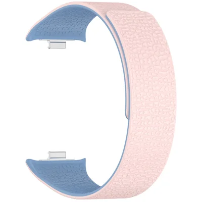 Magnetic Watch Band for Xiaomi Smart Band 10 Pro / 9 Pro / 8 Pro / Redmi Watch 6 / 5 / 4 Litchi Texture Silicone Wrist Strap - Pink  /  Blue