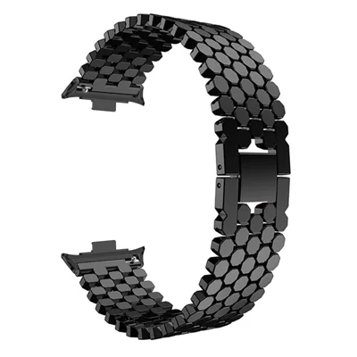 Replacement Strap for Xiaomi Smart Band 10 Pro / 9 Pro / 8 Pro / Redmi Watch 6 / 5 / 4 Fish Scale Stainless Steel Watch Band - Black
