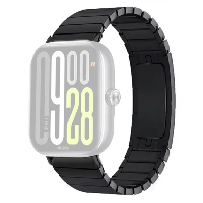 Watch Strap for Xiaomi Smart Band 10 Pro / 9 Pro / 8 Pro / Redmi Watch 6 / 5 / 4 One Bead Stainless Steel Wristband - Black