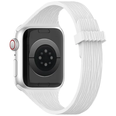 Strap for Apple Watch Ultra 4 3 2 1 49mm / Series 12 11 10 46mm / 9 8 7 45mm / SE3 SE2 SE 6 5 4 44mm / 3 2 1 42mm Wood Grain Magnetic Silicone Watch Band - White