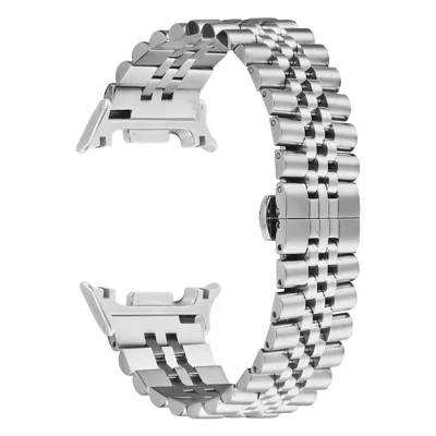 Watch Band For Samsung Galaxy Watch9 40mm / 44mm /  Watch8 Classic 46mm  /  Watch8 44mm  /  40mm Stainless Steel Five-Bead Adjustable Silver Strap