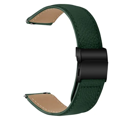 Wrist Strap For Garmin D2 Air X10  /  Bounce  /  vivoactive 5  /  vivomove Trend Genuine Leather Watch Band with Silver Connector Turtle Back Buckle - Green