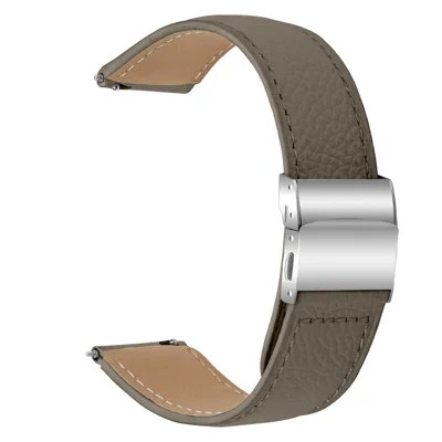 Wrist Strap For Huawei Watch GT 3 Pro 43mm  /  GT 3 42mm  /  GT 2 42mm Genuine Leather Watch Band with Silver Connector Turtle Back Buckle - Grey