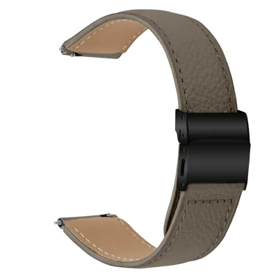 Wrist Strap For Huawei Watch GT 3 Pro 43mm  /  GT 3 42mm  /  GT 2 42mm Genuine Leather Watch Band with Black Connector Turtle Back Buckle - Grey