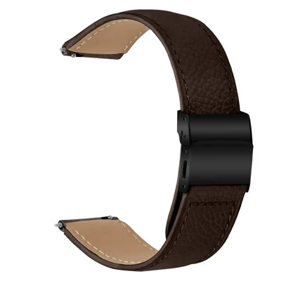 Wrist Strap For Huami Amazfit Active  /  GTR Mini  /  Bip 3 Pro  /  Bip 3 Genuine Leather Watch Band with Black Connector Turtle Back Buckle - Coffee