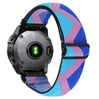 Watch Band For Garmin Fenix 8 43mm / Descent MK3 / Descent MK3i , Pattern Design Nylon Elastic Strap with Black Connector - 1#