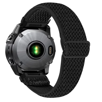 Watch Strap For Garmin Fenix 7 / 7 Pro 47mm / 5 , Elastic Nylon Band with Black Connector - Black