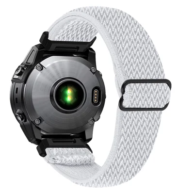 Watch Strap For Garmin Fenix 7X / 6X Pro / 5X Plus , Elastic Nylon Band with Black Connector - White