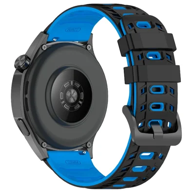 22mm Replacement Strap for Huawei Watch GT 5 Pro 46mm / Watch Ultimate / Ultimate Design Breathable Dual Color Silicone Watch Band Mecha Style - Black / Blue