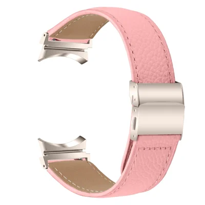 Wrist Strap with Starlight Professional Connector For Samsung Galaxy Watch5  /  Watch4 Genuine Leather Watch Band - Pink