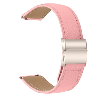 Wrist Strap For Samsung Galaxy Watch3 41mm  /  Watch Active2 40mm  /  44mm Genuine Leather Watch Band with Starlight Connector Turtle Back Buckle - Pink