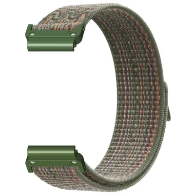 26mm Embroidered Nylon Strap for Garmin Fenix 8 51mm / 8 Pro 51mm / 7X / 6X Pro Replacement Loop Watch Band - Dark Green Orange