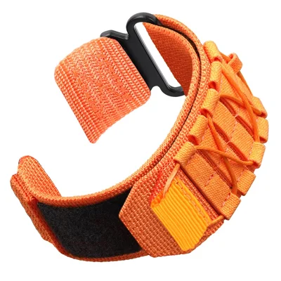 Nylon Watch Band for Huami Amazfit T-Rex 3 Pro 48mm Magic Tape Strap Military Style - Orange