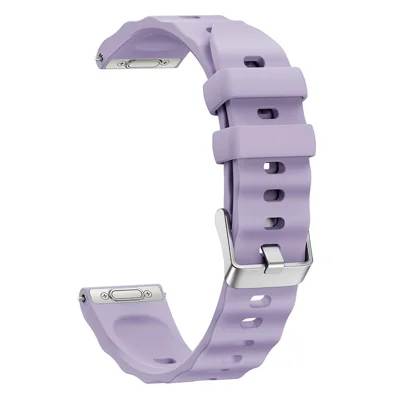 18mm Quick Release Silicone Band for Huawei Watch GT 6 41mm Solid Color Watch Strap with Wave Pattern Silver Buckle - Purple