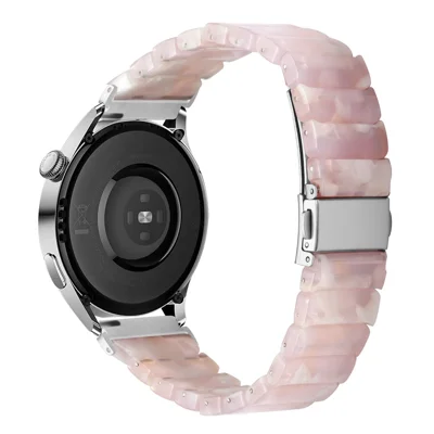 Watch Band For Honor Watch GS 4 / GS 3 / GS 3i , 1-Bead Acrylic Resin Waterproof Bracelet with Silver Buckle - Pink Brown