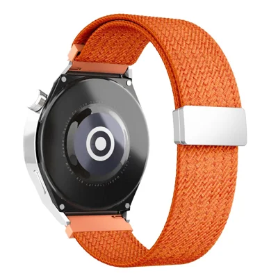 20mm Magnetic Nylon Watch Band for Samsung Galaxy Watch7 / 6 44mm / 40mm / 6 Classic 43mm / 47mm Adjustable Elastic Strap - Orange