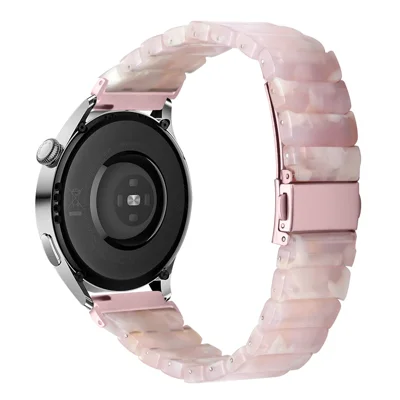 Watch Band For Samsung Galaxy Watch3 45mm / Watch 46mm / Gear S3 Classic / Gear S3 Frontier , 1-Bead Acrylic Resin Waterproof Bracelet - Pink Brown / Pink Buckle