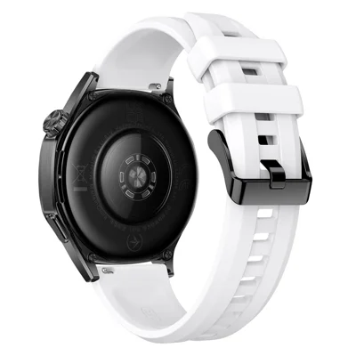 22mm Silicone Strap with Black Buckle for Huawei Watch GT 6 / 5 / 4 46mm / Samsung Galaxy Watch3 45mm Vertical Striped Design Watch Band - White