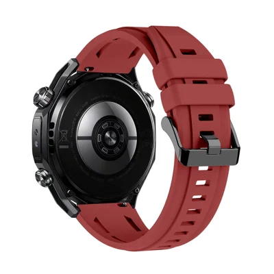 Quick-Release-22mm Silicone Watch Band for Huawei Watch GT 7 46mm / Watch GT 6 / 6 Pro / 5 / 5 Pro / 4 / 3 / 2 46mm Multi-Hole Design Breathable Wrist Strap - Dark Red
