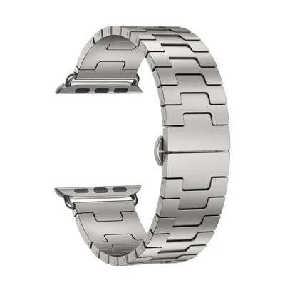 Watch Strap For Apple Watch Ultra 3 2 1 49mm / Series 11 10 46mm / 9 8 7 45mm / SE3 SE2 SE 6 5 4 44mm / 3 2 1 42mm H-Type Titanium Alloy Band with Butterfly Clasp - Titanium