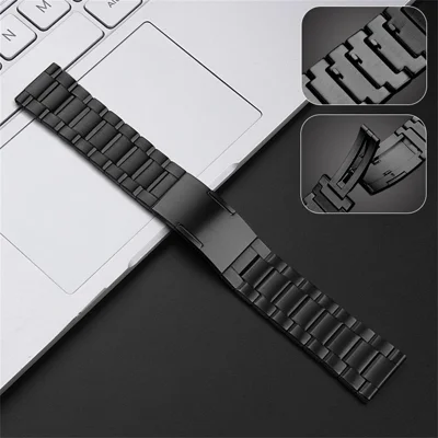 Quick-Release-22mm Titanium Alloy Watch Band for Huawei Watch GT 7 46mm / Watch GT 6  /  6 Pro  /  5  /  5 Pro  /  4  /  3  /  2 46mm 3-Bead Quick Release Strap - Black