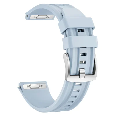 Silicone Watch Band for Huawei Watch GT 6 Pro 46mm Double Groove Quick Release Adjustable Strap with Silver Buckle - Blue
