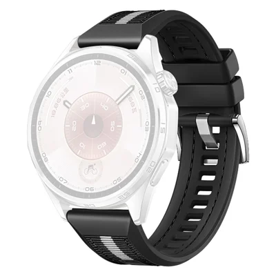 22mm Watch Band for Huawei Watch GT 6 Pro 46mm / GT 6 46mm / GT 5 Pro 46m Nylon Woven Silicone Wrist Strap - Black