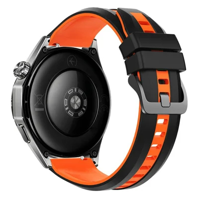 22mm dwukolorowe paski do zegarka w kolorze czarnym i pomarańczowym z magnetyczną klamrą z czarnego stali, zasilane silikonem, szybkie wyjmowanie, do Huawei Watch GT 5 Pro / 5 / 4 46mm / Samsung Galaxy Watch3 45mm