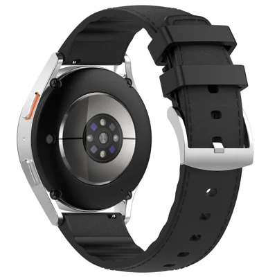 22mm Quick Release-band voor Huawei Watch GT 5 Pro / 5 / 4 46mm / Samsung Galaxy Watch3 45mm Siliconen lederen horlogeband - Zwart