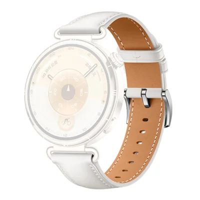 18mm Genuine Leather Strap for Huawei Watch GT 6 / 5 / 4 41mm / Garmin Venu 3S Adjustable Watch Band - White