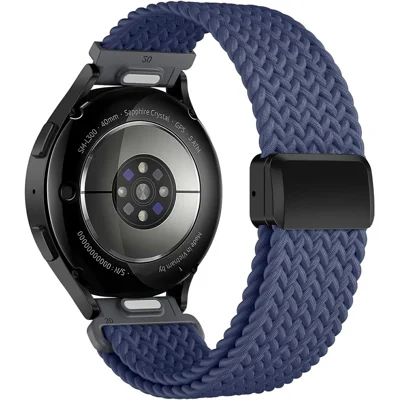 20mm Schnellverschluss-Magnetarmband für Samsung Galaxy Watch7 44mm / 40mm / Watch6 Classic 43mm / 47mm Nylon-Gewebtes Uhrenarmband - Blau