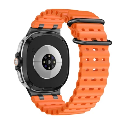Silicone Watch Band for Samsung Galaxy Watch8 Classic 46mm / Watch8 44mm / 40mm Ocean Wave Breathable Strap with Black Buckle - Orange