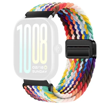 Braided Nylon Watch Band for vivo Watch GT / iQOO Watch GT Replacement Strap with Magnetic Buckle - Rainbow