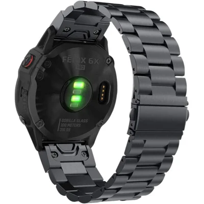 20mm Quick Release Watch Band for Garmin Fenix 8 43mm / Descent MK3 / MK3i Integrated 3-Bead Titanium Alloy Strap with Folding Clasp - Black