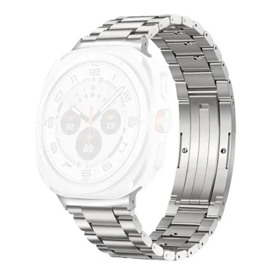 Titanium Alloy Watch Band for Samsung Galaxy Watch9 40mm / 44mm / Watch8 44mm / 40mm / 8 Classic 46mm Quick Release 3-Section Link Wrist Strap - Silver