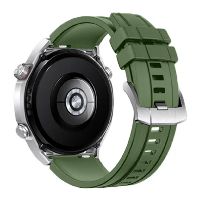 22мм Спортивный ремешок для часов из фторкаучука для Huawei Watch GT 5 / 5 Pro / 4 46мм / Samsung Galaxy Watch3 45мм, быстросъемный, зеленый / серебристый