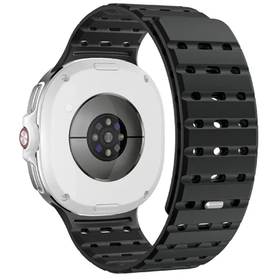 Watchband for Samsung Galaxy Watch8 44mm  /  40mm  /  Watch8 Classic 46mm Breathable Magnetic Silicone Strap - Black