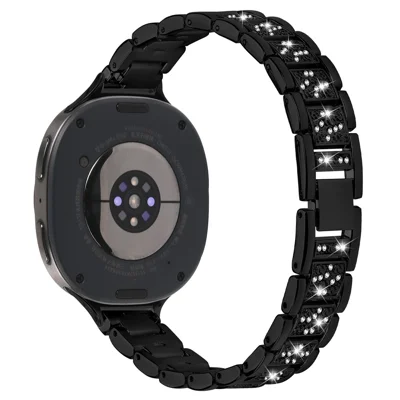 Electroplate Color Slim Band for Samsung Galaxy Watch9 40mm / 44mm /  Watch8 44mm / 40mm / 8 Classic 46mm Metal Watch Strap with Rhinestones Decor - Black