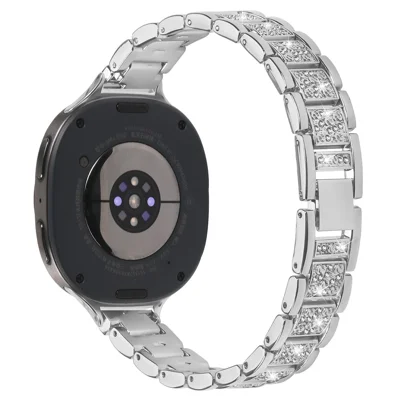Zinc Alloy Slim Band for Samsung Galaxy Watch Ultra2 47mm / Watch Ultra (2025) 47mm / Watch Ultra 47mm Smart Watch Silver Strap with Rhinestones Decor