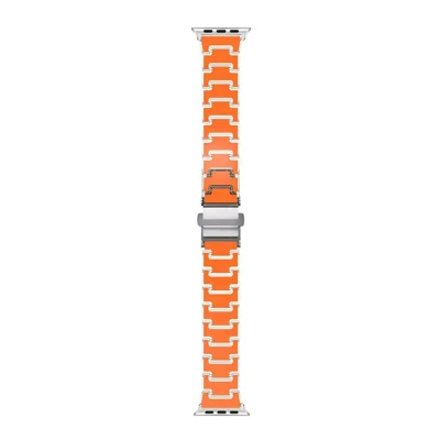 Lucky Color Design Watch Band for Apple Watch Ultra 4 3 2 1 49mm / Series 12 11 10 46mm / 9 8 7 45mm / SE3 SE2 SE 6 5 4 44mm / 3 2 1 42mm Replacement PC Strap with Stainless Steel Buckle - Orange