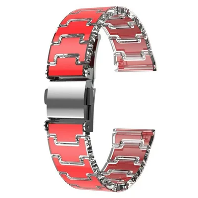 20mm Lucky Color Design Watch Band for Samsung Galaxy Watch7 44mm / 40mm Replacement PC Strap with Stainless Steel Buckle - Red