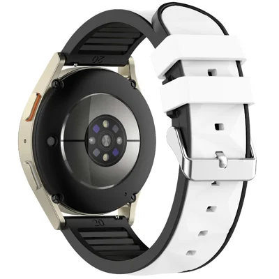 22mm Dual Color Watch Strap for Samsung Galaxy Watch3 45mm / Watch 46mm / Gear S3 Classic / S3 Frontier Adjustable Silicone Band - White / Black