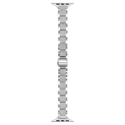 Glitter 3-Bead Watch Band for Apple Watch Ultra 4 3 2 1 49mm / Series 12 11 10 46mm / 9 8 7 45mm / SE3 SE2 SE 6 5 4 44mm / 3 2 1 42mm Adjustable Stainless Steel Metal Strap - Silver