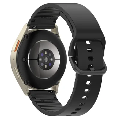 20mm Silikonband für Samsung Galaxy Watch7 44mm / 40mm / 6 Classic 43mm / 47mm Schnellverschluss-Ersatzarmband - Schwarz