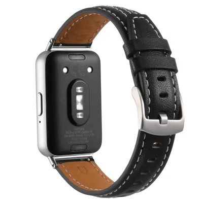 Для Samsung Galaxy Fit3 Genuine Leather Replacement Strap Adjustable Watch Band - Черный