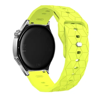 22mm Voetbalpatroon Siliconen Band voor Huawei Watch GT 6 / 5 Pro / 5 / 4 46mm Snelklik Horlogeband - Fluorescerend Geel