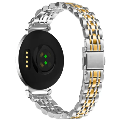 Electroplated Color Watch Band For Garmin Lily 2 Slim 7-Bead Stainless Steel Strap - Silver / Gold