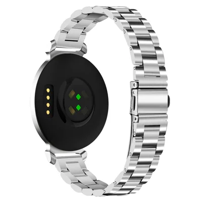 For Garmin Lily 2 Silver Stainless Steel Watch Band Three-Bead Replacement Strap
